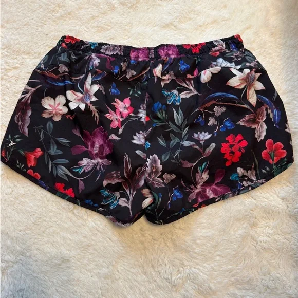 Floral Lined Athletic Shorts with Elastic Waistband - Picture 2 of 3